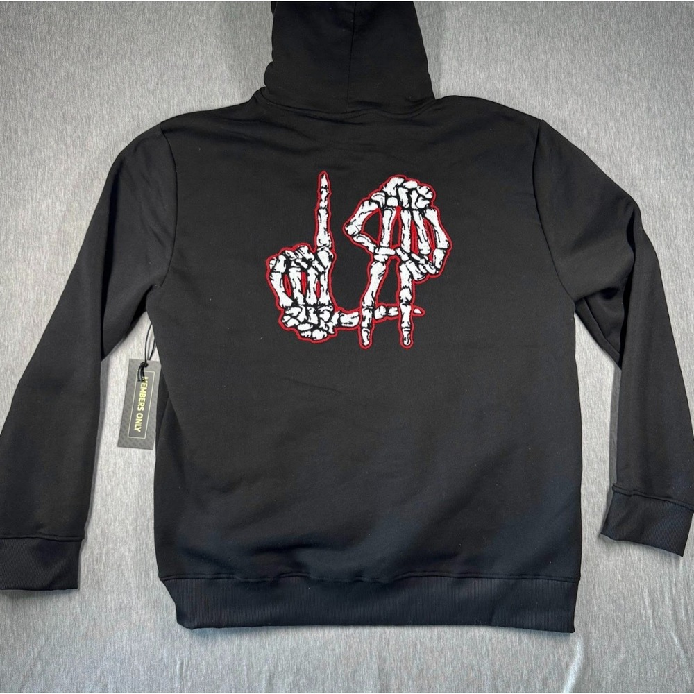 Members Only Skull Hand Hoodie 2XL‎ Black Graphic Pullover Streetwear Sweatshirt